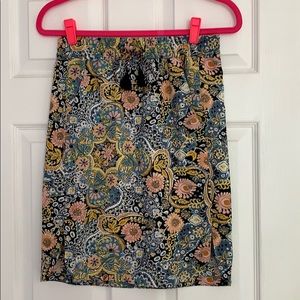 Ann Taylor Loft Floral Skirt With Rope Tie
